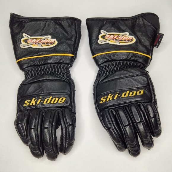ski-doo Other - Vintage Leather Ski-Doo Snowmobile Winter Gloves Padded Polyester Lined